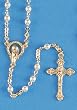 Baptismal Rosary - 4mm Rounded Pearl Beads - Loc-Link 17" Chain - MADE IN ITALY - Gift Box Included - Solid Construction to last.