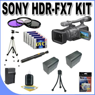 Sony HDR-FX7 3-CMOS Sensor HDV High-Definition Handycam Camcorder with 20x Optical Zoom + 2 Extended Life 970L Batteries + Ac/Dc Charger + 3 Piece Multicoated Filter Kit + 5 Dv Tapes + Shock Proof Deluxe Case + Full Size Tripod + Master Works Producing DVD + Accessory Saver Kit & More!!! Sony HDR-FX7 3-CMOS Sensor HDV High-Definition Handycam Camcorder with 20x Optical Zoom + 2 Extended Life 970L Batteries + Ac/Dc Charger + 3 Piece Multicoated Filter Kit + 5 Dv Tapes + Shock Proof Deluxe Case + Full Size Tripod + Master Works Producing DVD + Accessory Saver Kit & More!!!
