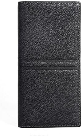 ORVR Men Black Cow Leather Wallet Purse Business Name Card ID Holder Long Fashion