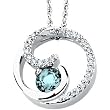 14K White Gold Aquamarine and Diamond Necklace