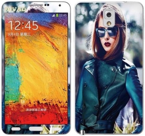 Big Dragonfly New Arrivals Frosted Corlorful luminous Embossed Decal Vinyl Stickers for Samsung Galaxy Note3 III(Cool Leather Jacket Lady)