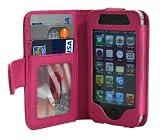 Folio Wallet iPhone 4 iPhone 4S Case for AT&T Verizon & other carriers – Hot Pink – Multifunctional Case – Premium Quality – Inside Surface Is Emerized Scratch Proof to Protect Your IPhone