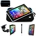 Blue Trim - Black Slim Protective Soft Neoprene Cover Carrying Case Sleeve with Extra Pocket // Fits Anywhere// for HTC Flyer 3G WiFi HotSpot GPS 5MP 16GB Android OS AD2P 7 Inch Tablet Device + Includes a eBigValue (TM) Determination Hand Strap + Includes a Anti Glare Screen Protector + Includes a 360° Rotatable Windshield Mount Kit