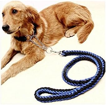 4.2 Feet Nylon Climbing Rope Pet Dog Leash with Ajustable Collar,great for Big and Small Gogs (blue and black, XL)