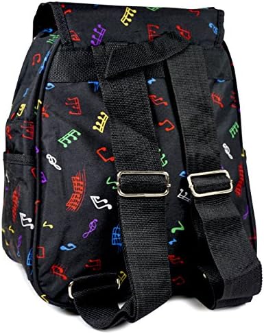 World Traveler Black Multicolor Music Notes Junior Backpack