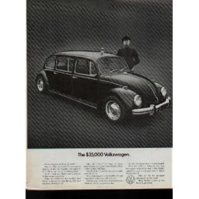 The $35,000 Volkswagen. Have we gone stark raving mad? No, but when we heard this car was on display at the Los Amgeles International Auto Show, we thought somebody had. As it turned out, there was a method to the owner's madness. Why not transform the world's best known economy car into the world's most economical limousine? ..... 1971 Volkswagen of America Ad, A4915.