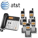 AT&T TL76108 5.8 GHz Corded/Cordless Two-Line Telephone With Answering System Caller ID And Dial-in-Base Speakerphone With Additional 4 Handset's