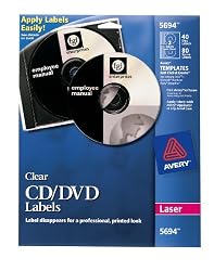 Avery Clear CD Labels for Laser Printers, 40 Disc Labels and 80 Spine Labels (5694)