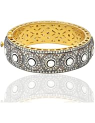 Gold Plated Virmel Sterling Silver Cz Polki Vintage Bangle Bracelet New Fashion Jewelry