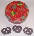 Scott's Cakes 1 lb. Dark Chocolate Covered Pretzel with Chocolate Chips in a Christmas Present Tin
