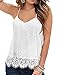 Womens Spaghetti Strap Lace Crochet Racerback White Tank Top