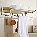 ROZIN Rozinsanitary Gold Finish Bathroom Folding Towel Rack Wall Mounted Clothes Towel Shelf Holder