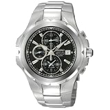 Seiko Mens Coutura Alarm Chronograph Silver-Tone Black Dial Watch #SNAD53 by Seiko