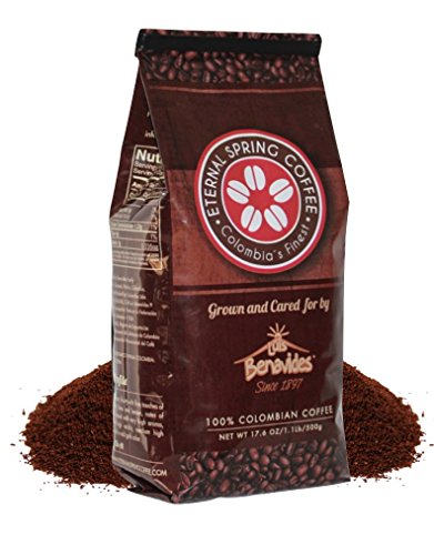 Eternal Spring GROUND Coffee, (71 Servings per Bag) Single Origin Coffee, 100% Colombian Coffee from Nariño - 17.6 Ounce Bag