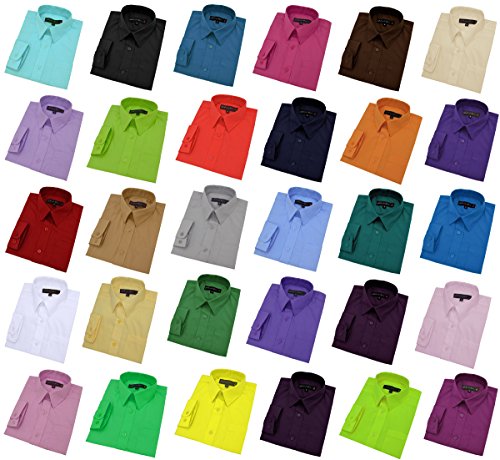 Johnnie Lene Boy's Long Sleeves Solid Dress Shirt