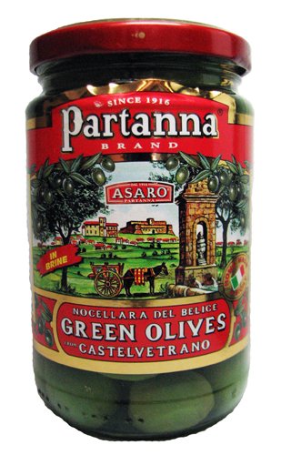 Partanna Castelvetrano Green Olives In Brine 10.6 oz. Pack of 12