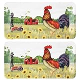 2 Ceramic Rooster Chicken Kitchen Serving Platters by Jed Mart