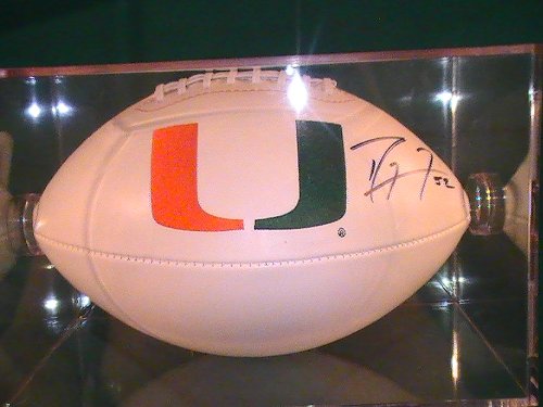 Ray Lewis Signed Autographed Football Baltimore Ravens Coa + Hologram W/football Holder