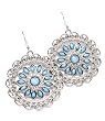 Circle Filigree flower design with blue stones earrings
