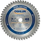 Oshlun SBF-075048 7-1/2 inch 48 Tooth TCG Saw Blade with 20mm Arbor for Mild Steel and Ferrous Metals