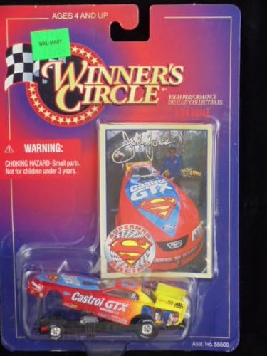 John Force Castrol GTX Superman Special Paint Scheme Ford Mustang Funny Car 1/64 Scale With Collector Photo Card Insert Winners Circle