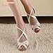 Minishion QJ6126 Womens Peep Toe High Heel Satin Floral Salsa Tango Ballroom Latin Ankle Wrap Dance Sandals