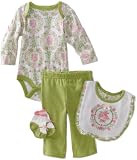 Vitamins Baby Baby-Girls Rose Bouquet 4-Piece Creeper Pant Set, Green, 9 Months