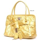 Yellow Erica Quilted Faux Leather Tote Bag Purse Handbag