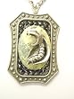 Large Rocker Pendant Metal Cobra Yellow Turquoise Unisex Snake Necklace