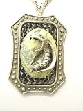 Large Rocker Pendant Metal Cobra Yellow Turquoise Unisex Snake Necklace