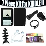 Brand New 7 in 1 Deluxe Accessory Kit for Kindle 2 (HQ Silicone case, 3 x premium screen protector, Stereo earphones, Micro USB cable, USB Home charger, Usb Car Charger and Key ring Fish bone cable wrap)