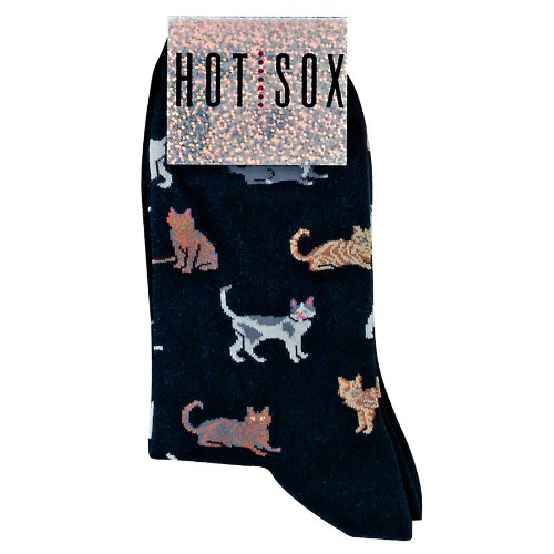 Hot Sox Women's Novelty Cats Crew Socks Hosiery (One Size Black)