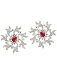 Diamond (1.39 Ct, IJ-SI), 18 Kt Yellow Gold Surya Swirl Earring