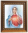 Immaculate Heart of Mary in Blue Veil and Wood Frame with Golden Trim, 11.25" x 13.25" - MADE IN ITALY