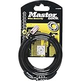 Master Lock 8 mm x 1200 mm 4 Digit Fixed Combination Coiled Steel Cable Lock - Black