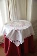 Vintage HandCrochert/Patched White Cotton Table Cloth