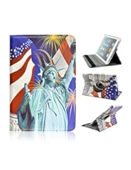 Art and Craft Supply: Superfect Colorful Closure PU Premium 360 Degrees Rotating Stand Leather Folio Case for iPad Mini & Mini 2 New ipad mini 7.9 Inch Book Shell Stand Statue of Liberty Firework American Flag Pattern Classic Multifunction Flip Case Plastic Inner Skin Soft Outer Printed Layer Tablet Cover with Auto Wake-up / Sleep Smart Feature - Superfect