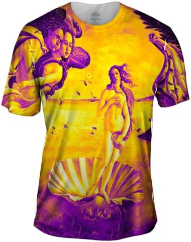 Yizzam- Botticelli Venus - "Pop Art Yellow Purple" (1486) -Tagless- Mens Shirt-X-Large
