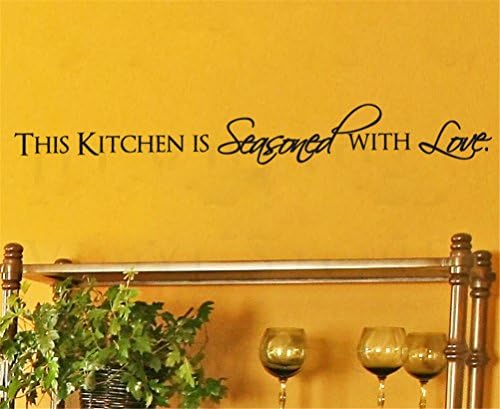 Bling2Bling This kitchen is seasoned with love-DIY Quote Wall Sticker Lettering Home Decor Wall Decal Positive Energy Wallpaper ! (91.4cm x12.7cm -B)