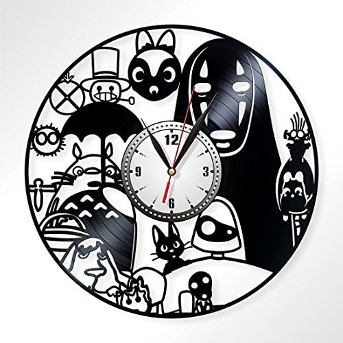 Ghibli Studio vinyl record wall clock, art home decor, decorate your home with modern art, best gift handmade, 002