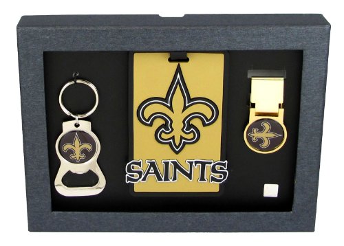 New Orleans Saints - NFL Bottle Opener Key Ring, Luggage Tag, Money Clip Gift Set