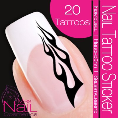 Nail Tattoo Sticker Flammen - schwarz Preisvergleich