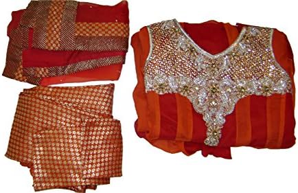 Red and Orange Designer Anarkali with Churidar (Medium)