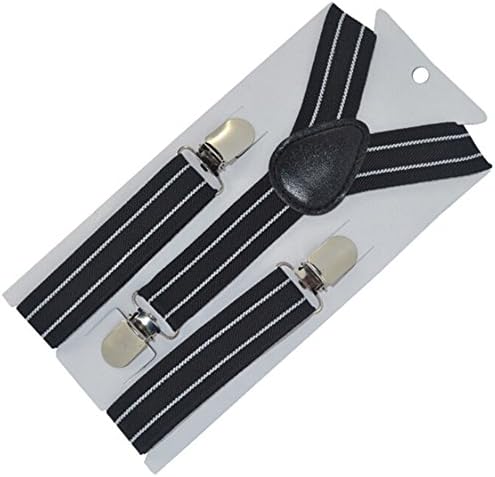 Kids and Baby Elastic Adjustable 1 inch Suspenders 21 White stripe F