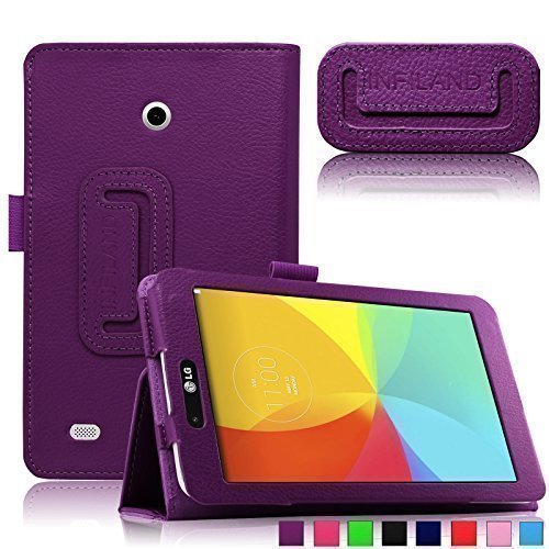 Infiland Folio PU Leather Case Smart Fit Cover For 7inch LG G PAD 7.0 V400 / LTE V410 / VK410 / UK410 Tablet Only (7inch LG G PAD 7.0 V400,Purple)