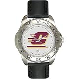 Central Michigan Chippewas Suntime Mens Sports Watch w/ Leather Band - NCAA College Athletics