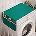 Ambesonne Teal Washing Machine Organizer, Knitting Inspired Pattern Sewing and Crafting Hobby Themed Design Monochrome Image Print, Anti-slip Fabric Top Cover for Washer and Dryer, 47