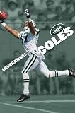 New York Jets (Laveranues Coles) Gold Wood-Mounted Sports Poster Print - 24