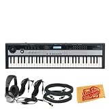 Korg microSTATION 61-Mini-Key Synthesizer Bundle with Two 10-Foot MIDI Cables, Two 10-Foot Instrument Cables, Headphones, and Polishing Cloth