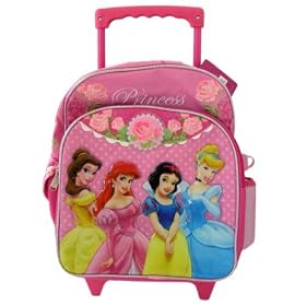 Disney 4 Princess Rolling Backpack - Kids Size Wheeled Backpack